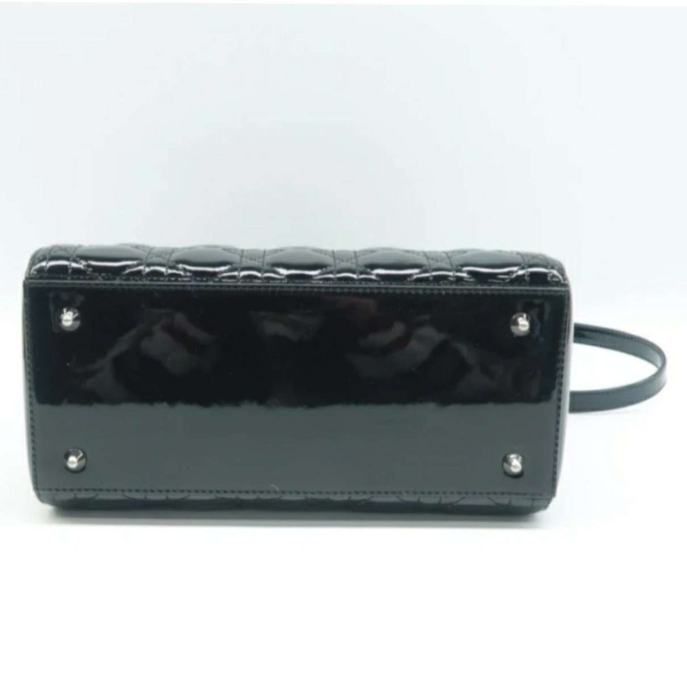 100% Authentic Dior Lady Black Patent Leather Satchel Bag - Picture 5 of 12
